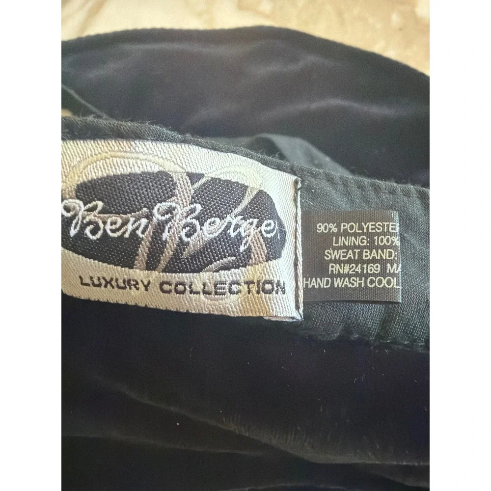Ben Berge Bucket Hat Black Velvet Luxury Collection Lined Vintage Style Cloche